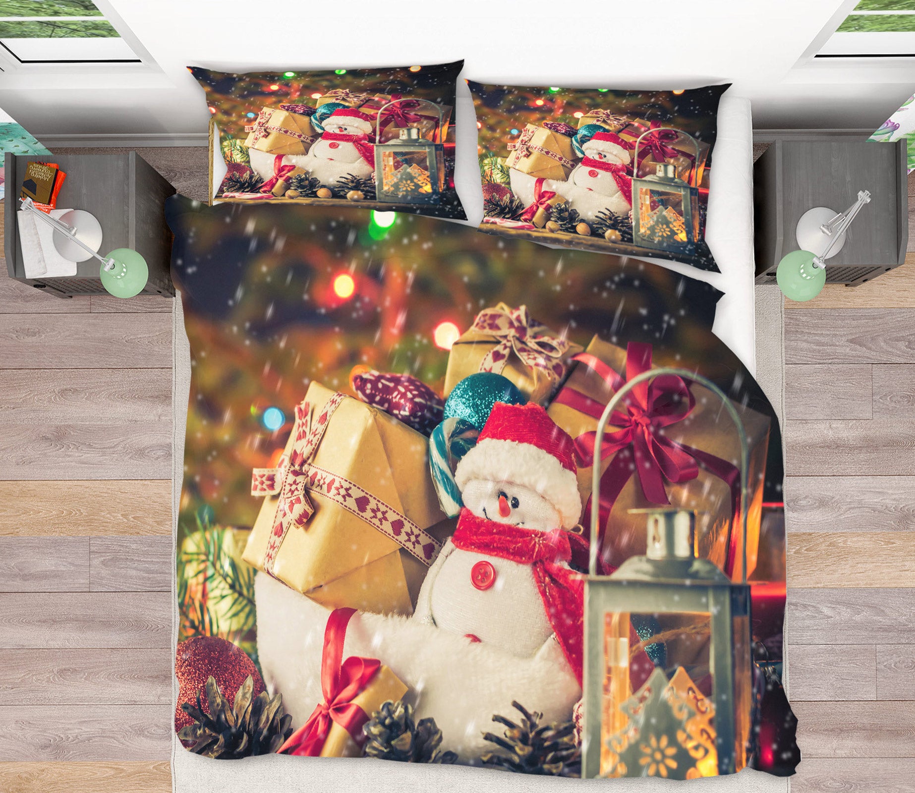 3D Snowman Doll Gift 52131 Christmas Quilt Duvet Cover Xmas Bed Pillowcases