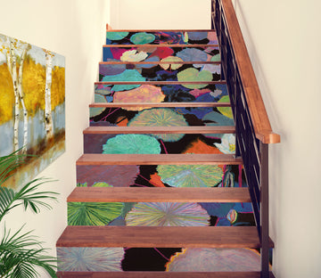 3D Colorful Lotus Leaf Pattern 90135 Allan P. Friedlander Stair Risers