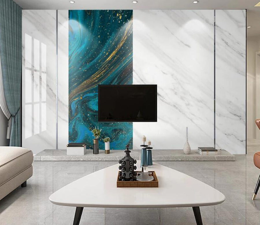 3D Peacock Blue 114 Wall Murals