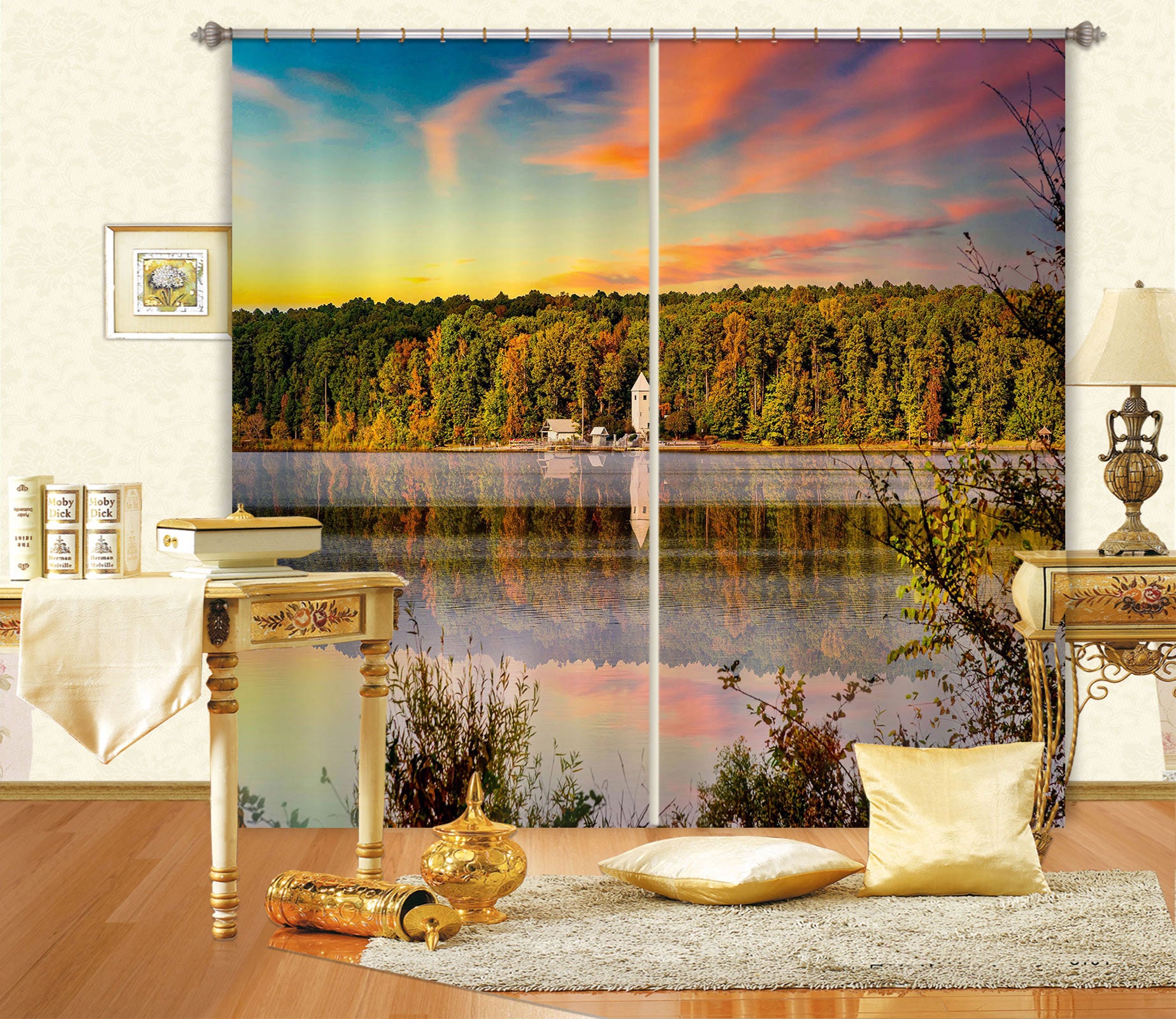 3D Forest River 5338 Beth Sheridan Curtain Curtains Drapes