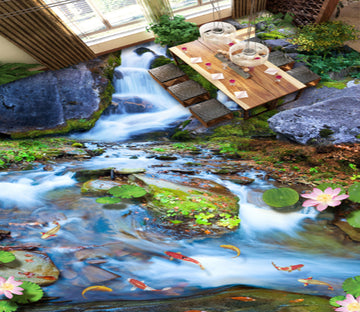 3D Running Water Koi 295 Floor Mural  Wallpaper Murals Rug & Mat Print Epoxy waterproof bath floor