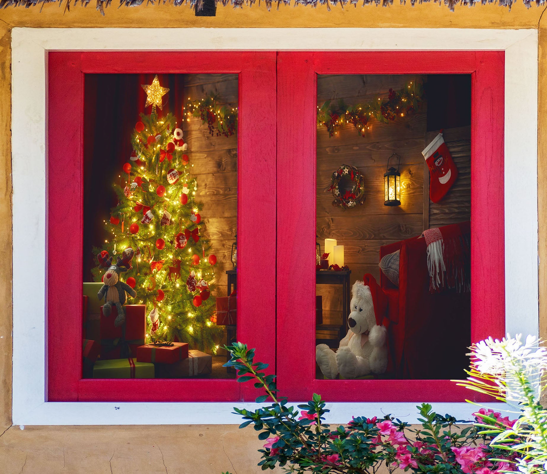 3D Christmas Tree 31039 Christmas Window Film Print Sticker Cling Stained Glass Xmas