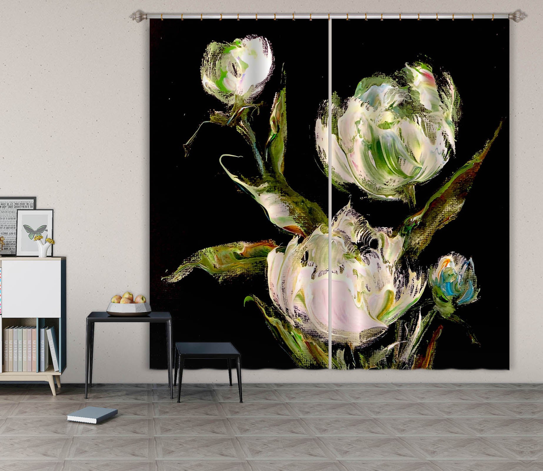 3D Hand Painted Flowers 2381 Skromova Marina Curtain Curtains Drapes