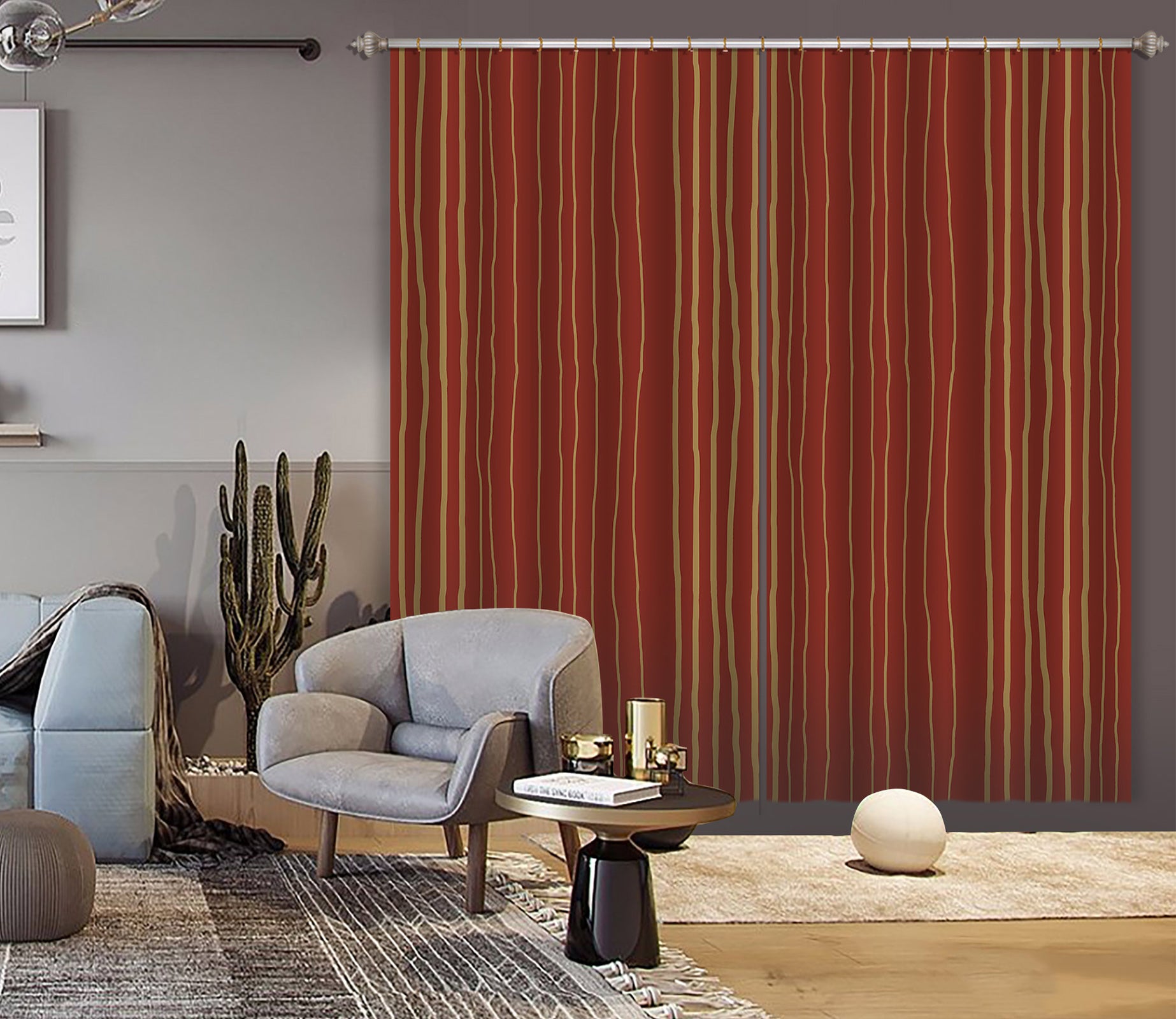 3D Striped Pattern 98119 Kasumi Loffler Curtain Curtains Drapes