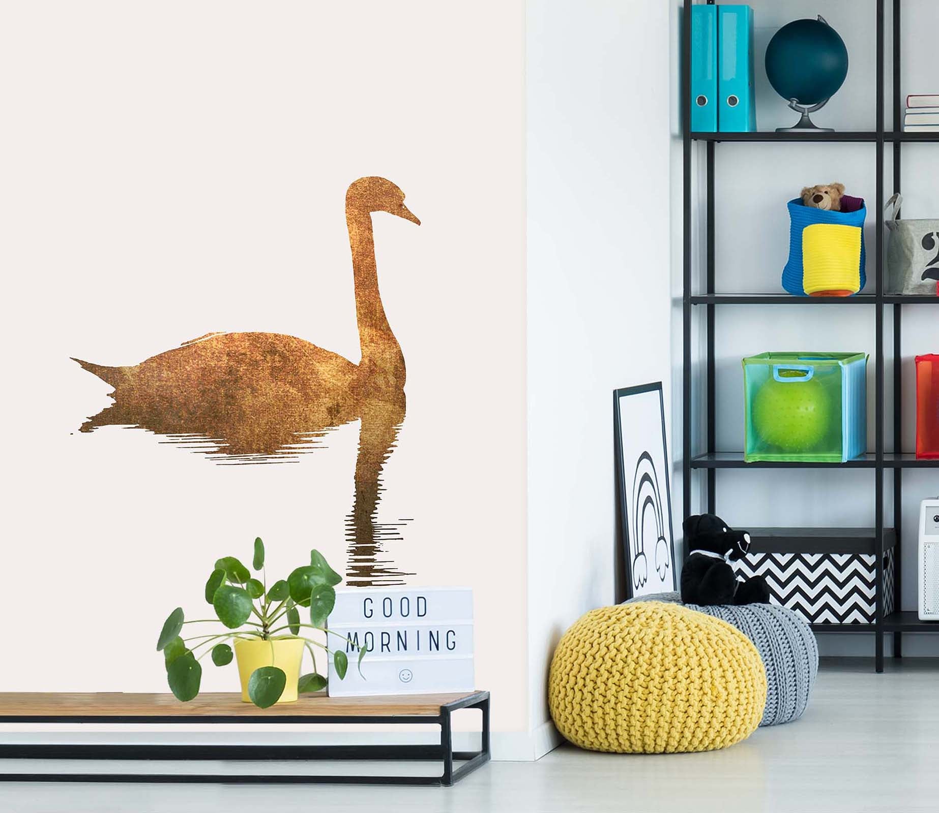 3D Lonely Swan 1526 Boris Draschoff Wall Mural Wall Murals