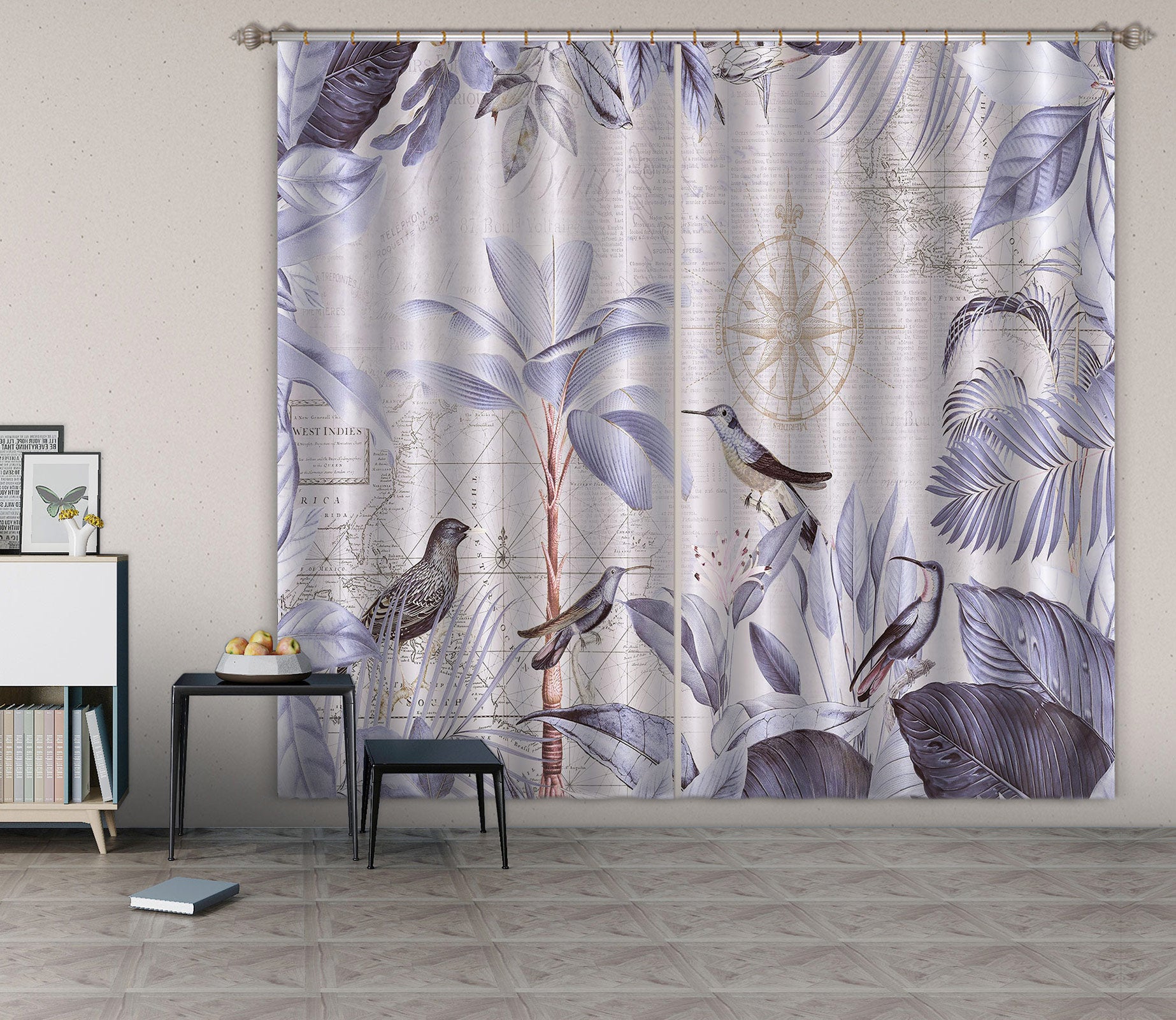 3D Purple Bird 024 Andrea haase Curtain Curtains Drapes