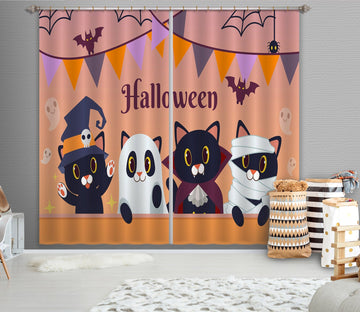 3D Vampire Bear 024 Halloween Curtains Drapes Curtains AJ Creativity Home 