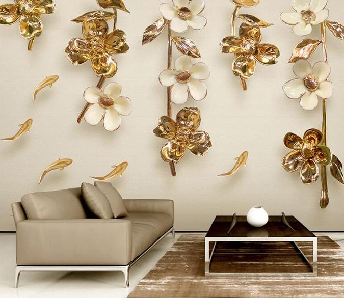 3D Fish Flower 368 Wall Murals Wallpaper AJ Wallpaper 2 