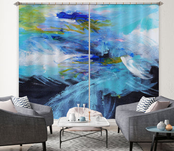 3D Blue Watercolor 2314 Misako Chida Curtain Curtains Drapes