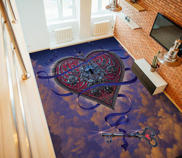 3D Heart Lock Key 98182 Vincent Floor Mural  Wallpaper Murals Self-Adhesive Removable Print Epoxy