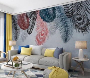 3D Pink Feather WC2012 Wall Murals