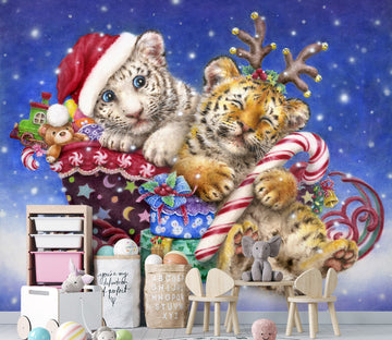 3D Christmas Lion Tiger 5433 Kayomi Harai Wall Mural Wall Murals