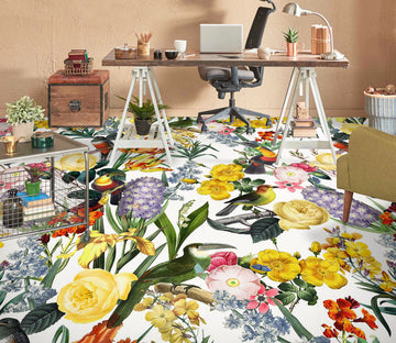 3D Colorful Flower Bird 99221 Uta Naumann Floor Mural  Wallpaper Murals Self-Adhesive Removable Print Epoxy