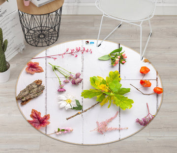 3D Red Maple Leaf 7315 Assaf Frank Rug Round Non Slip Rug Mat