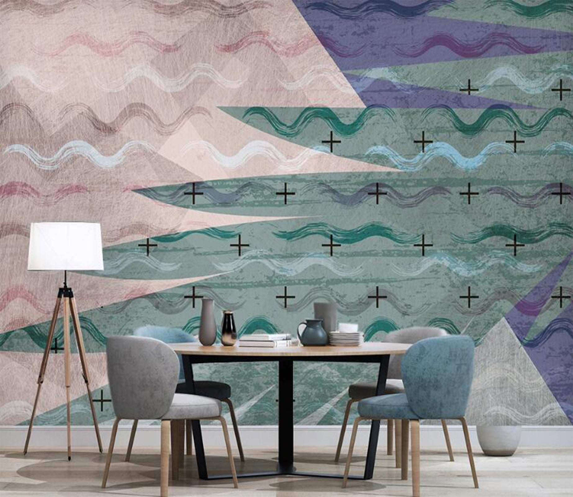 3D Three-color Geometric Interlacing 2435 Wall Murals