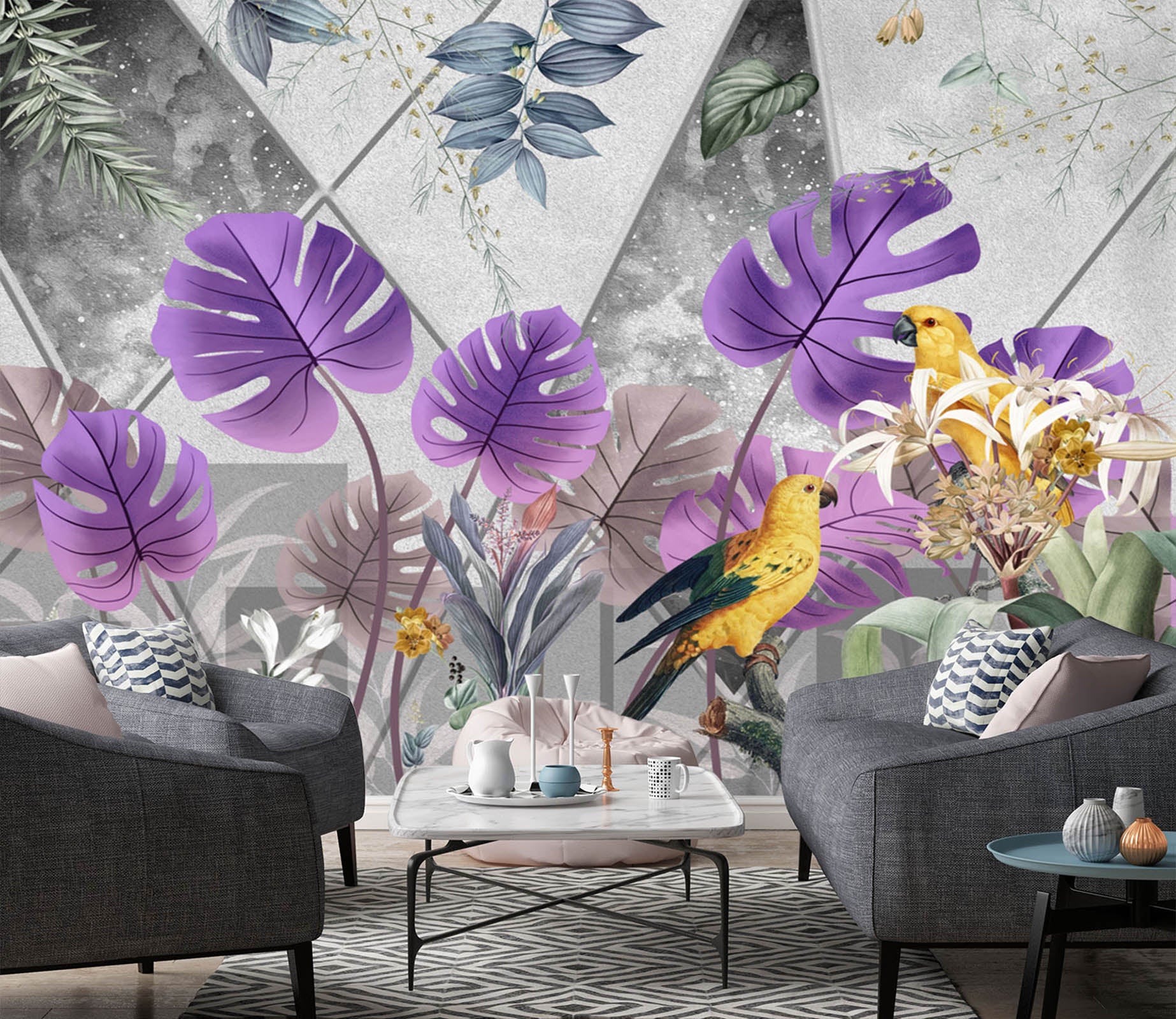 3D Purple Leaves 1538 Wall Murals