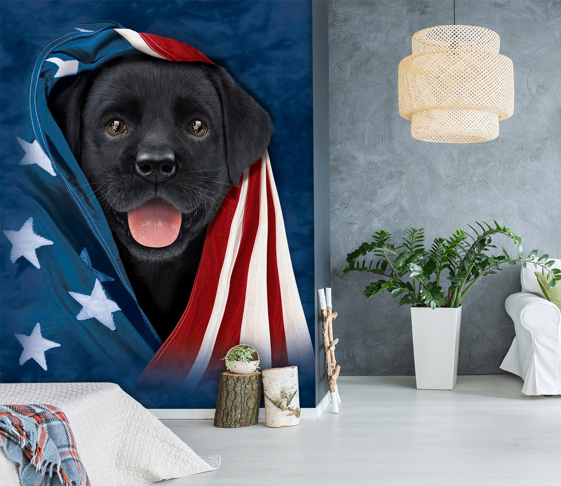 3D Dog Flag 1402 Wall Murals Exclusive Designer Vincent Wallpaper AJ Wallpaper 