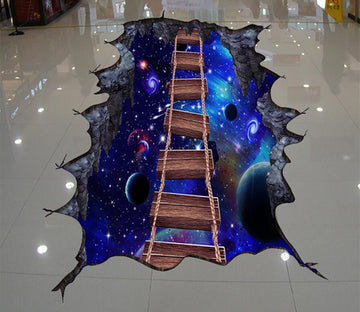 3D Starry Sky Wooden Bridge 102 Floor Mural  Self-Adhesive Sticker Bathroom Non-slip Waterproof Flooring Murals