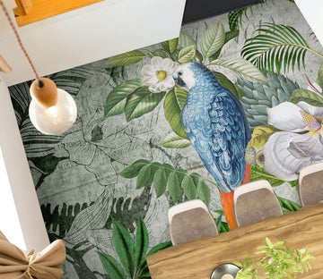 3D Leaves Blue Parrot 104164 Andrea Haase Floor Mural  Wallpaper Murals Self-Adhesive Removable Print Epoxy