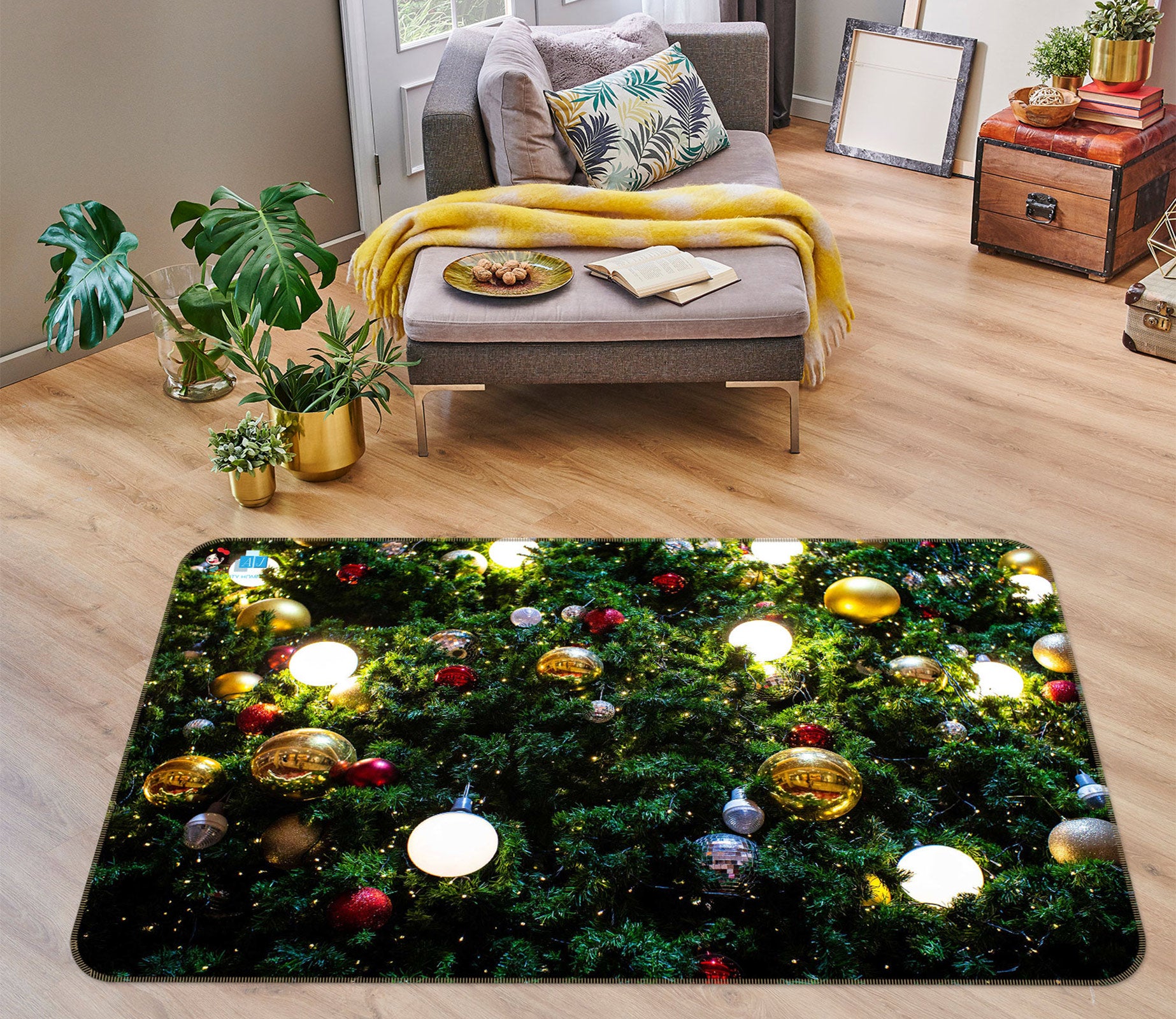 3D Ball Pendant 56166 Christmas Non Slip Rug Mat Xmas