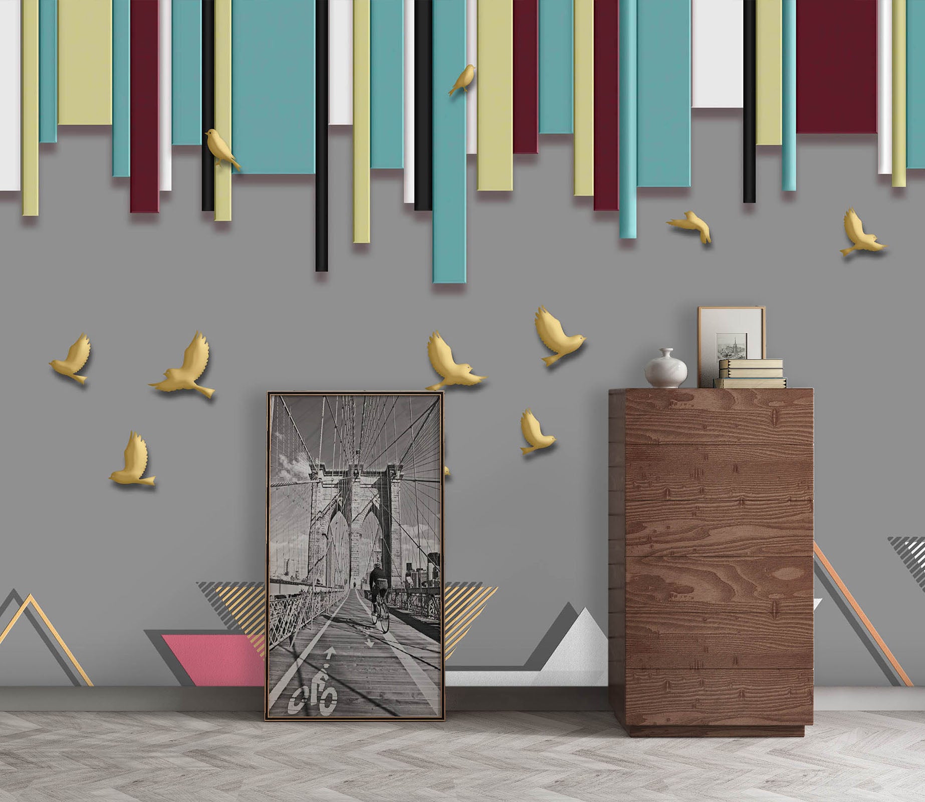 3D Golden Dove 1008 Wall Murals