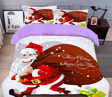 3D Cartoon Santa Gift 31210 Christmas Quilt Duvet Cover Xmas Bed Pillowcases