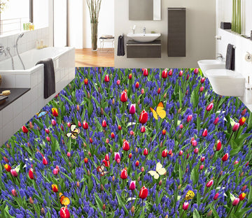 3D Colored Tulips WG450 Floor Mural Wallpaper AJ Wallpaper 2 