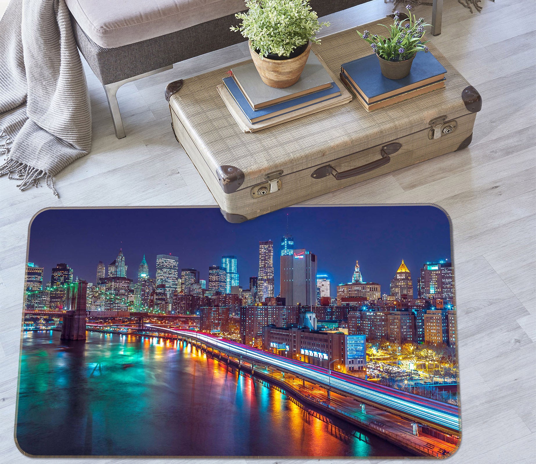 3D New York Lights 1007 Assaf Frank Rug Non Slip Rug Mat