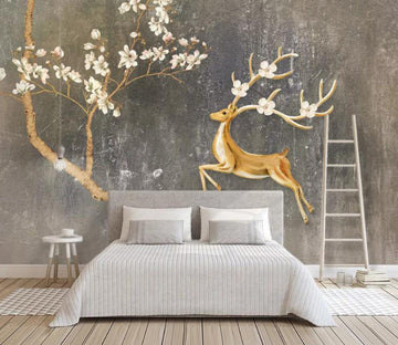 3D Fawn Flower WC17 Wall Murals Wallpaper AJ Wallpaper 2 