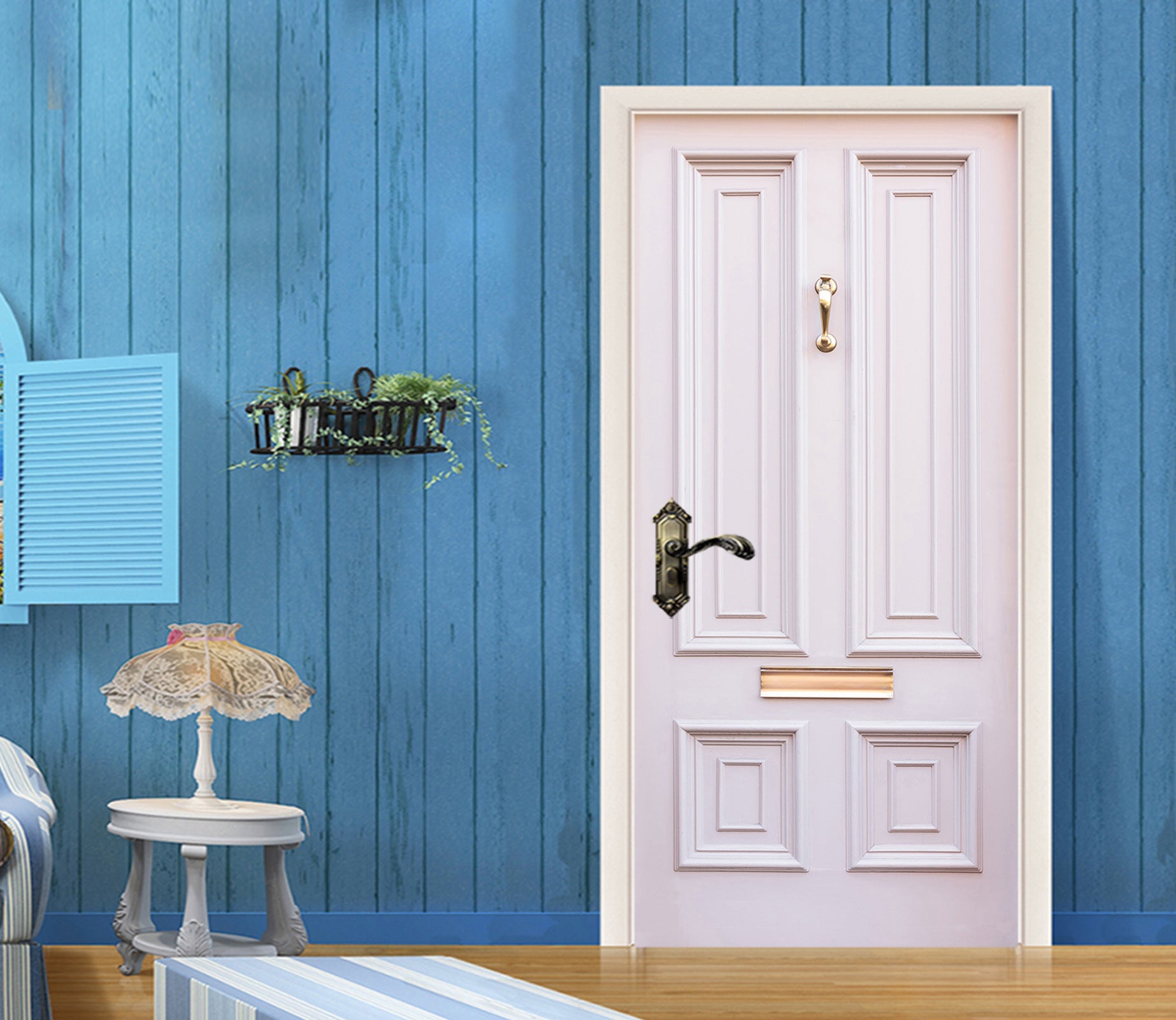 3D White Double Door 038 Door Mural