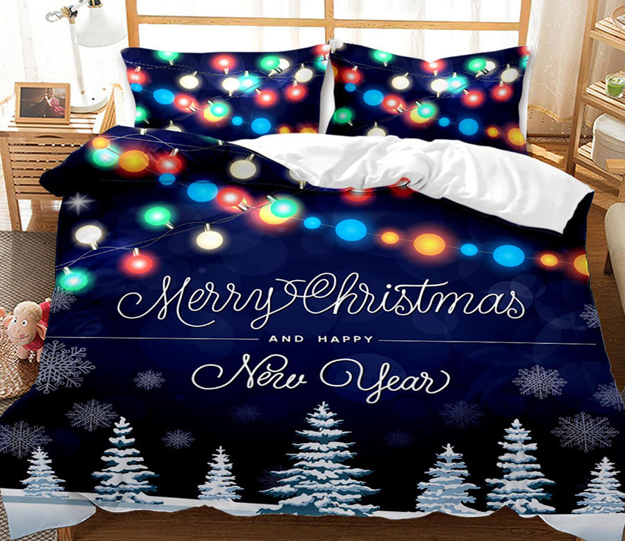 3D Tree Colored Lights 32085 Christmas Quilt Duvet Cover Xmas Bed Pillowcases