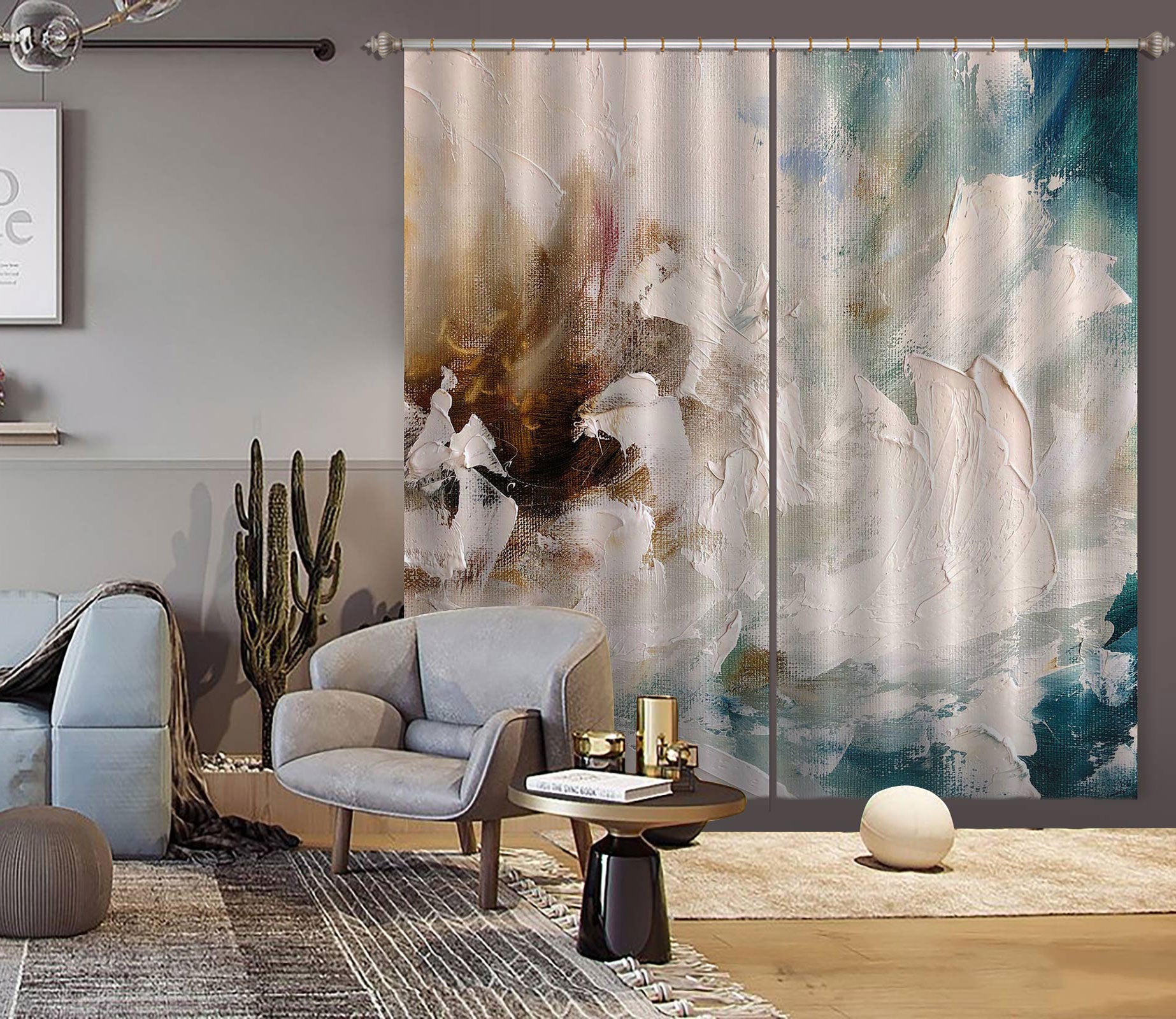 3D White Pigment 375 Skromova Marina Curtain Curtains Drapes