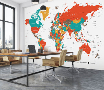 3D Vibrant Colors 2062 World Map Wall Murals