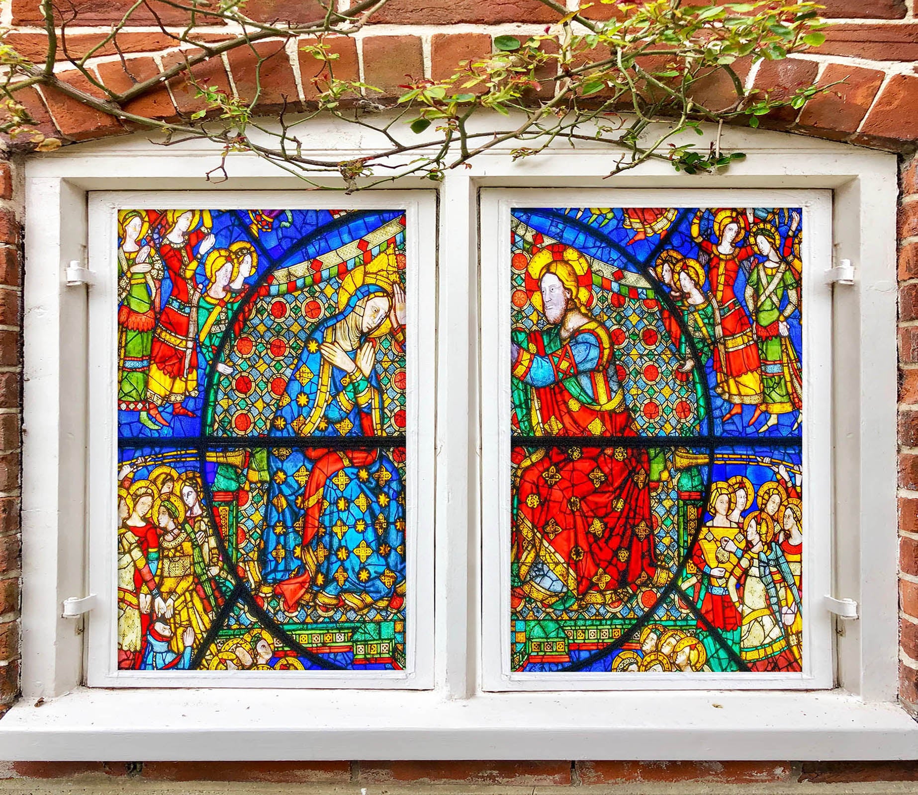 3D Christening Flower 141 Window Film Print Sticker Cling Stained Glass UV Block