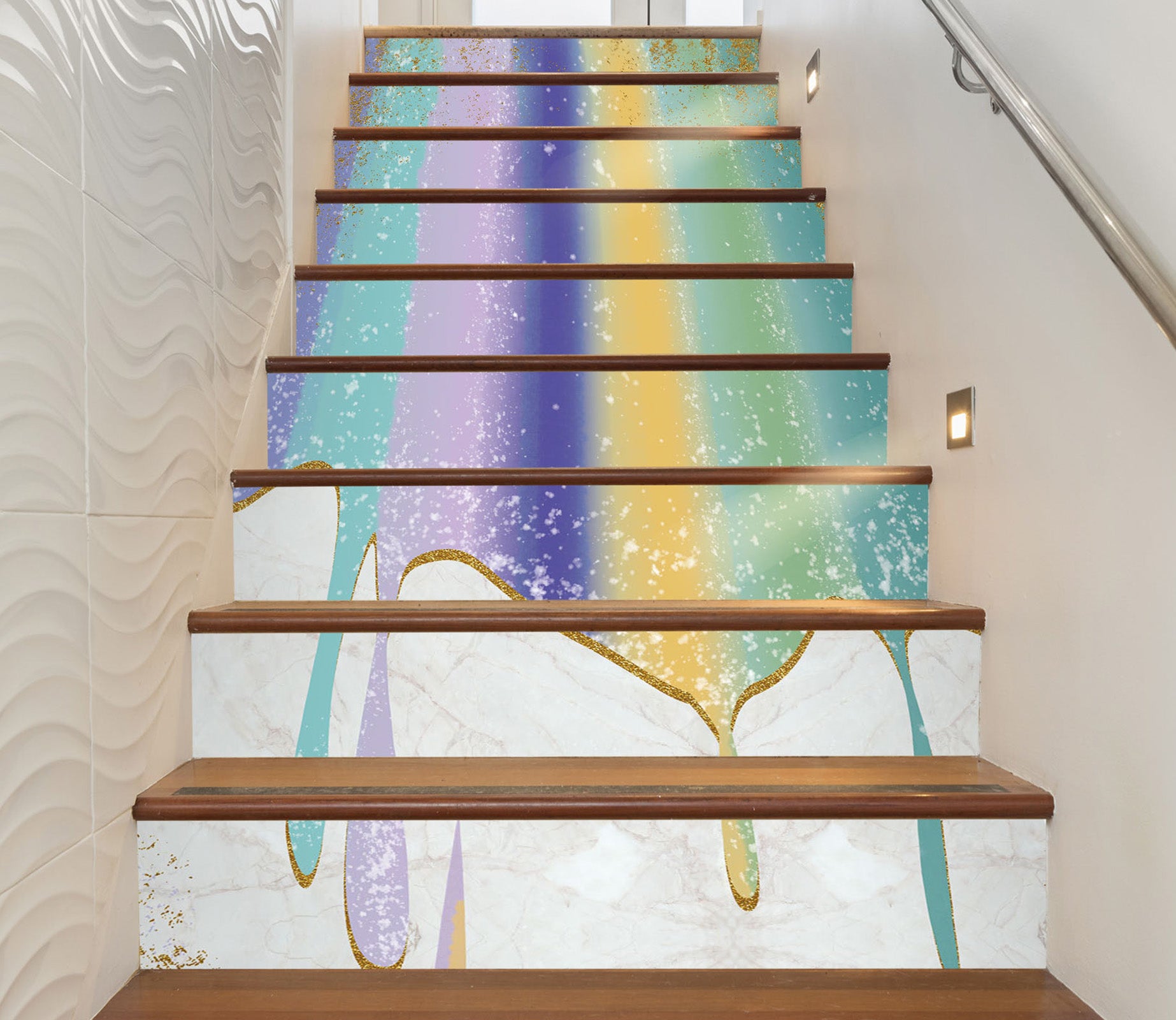 3D Color Fluorescent Stripes 594 Stair Risers