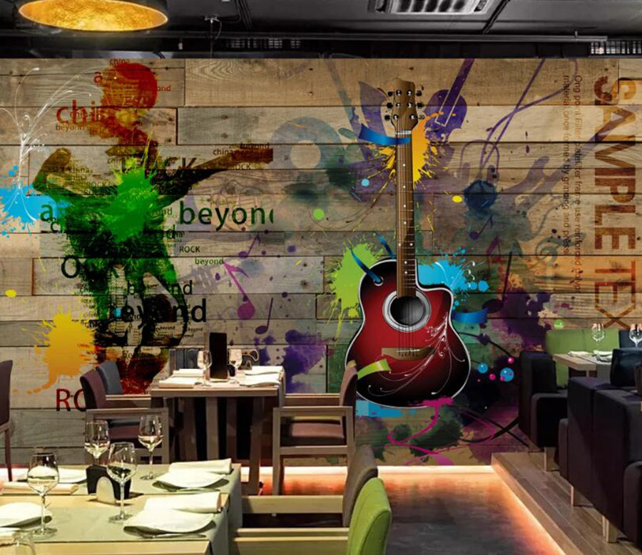 3D Wild Guitar 577 Wall Murals