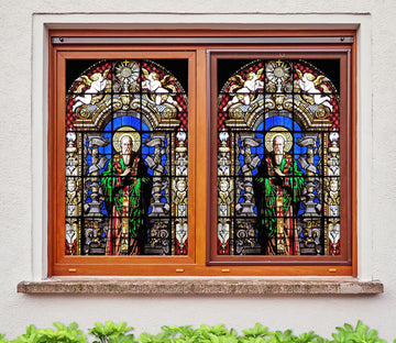 3D Old Man Priesthood 080 Window Film Print Sticker Cling Stained Glass UV Block