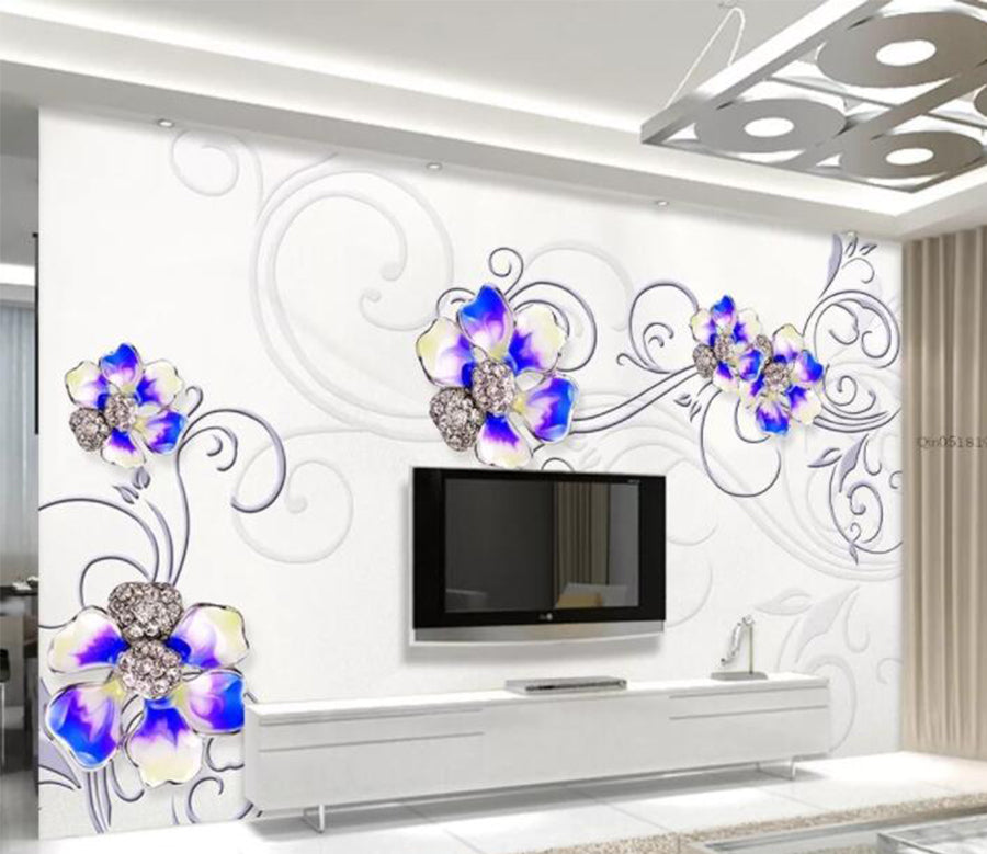 3D Diamond Flower WC665 Wall Murals