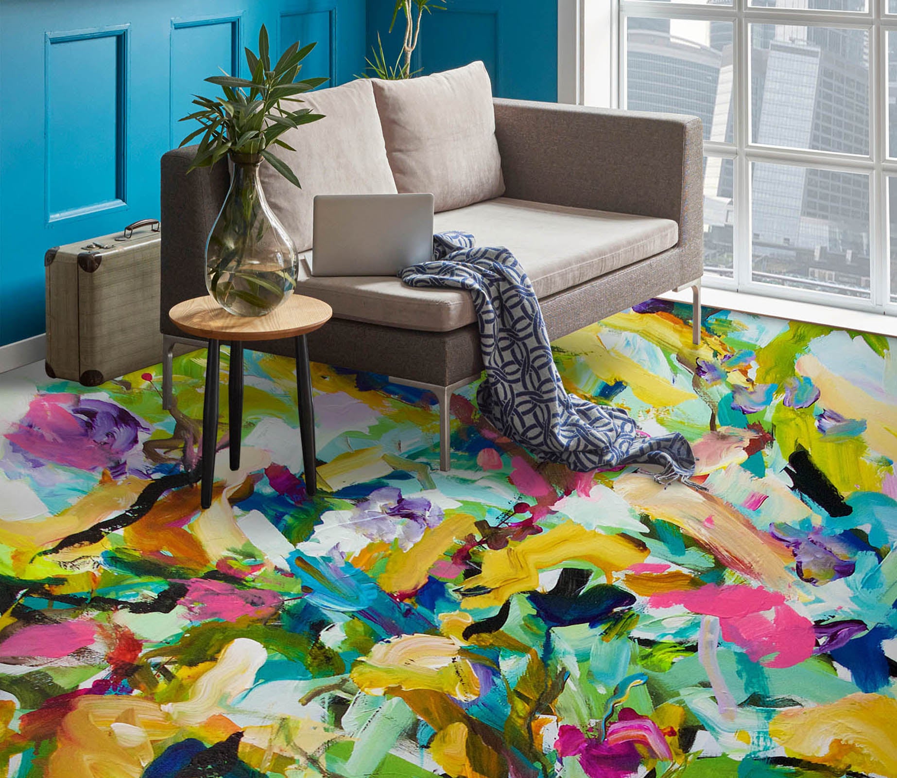 3D Colorful Paint Pattern 9504 Allan P. Friedlander Floor Mural  Wallpaper Murals Self-Adhesive Removable Print Epoxy