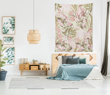 3D Pink Flower Parrot 5371 Uta Naumann Tapestry Hanging Cloth Hang