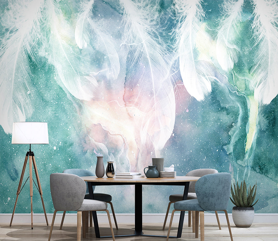 3D White Feather WG055 Wall Murals