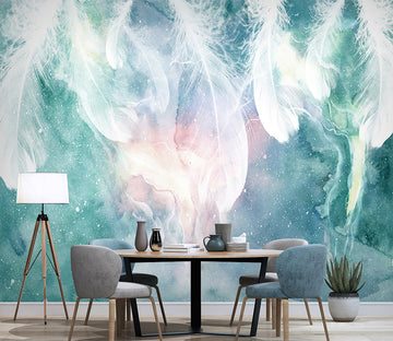3D White Feather WG055 Wall Murals