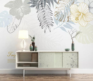 3D Flower Leaves WC05 Wall Murals Wallpaper AJ Wallpaper 2 