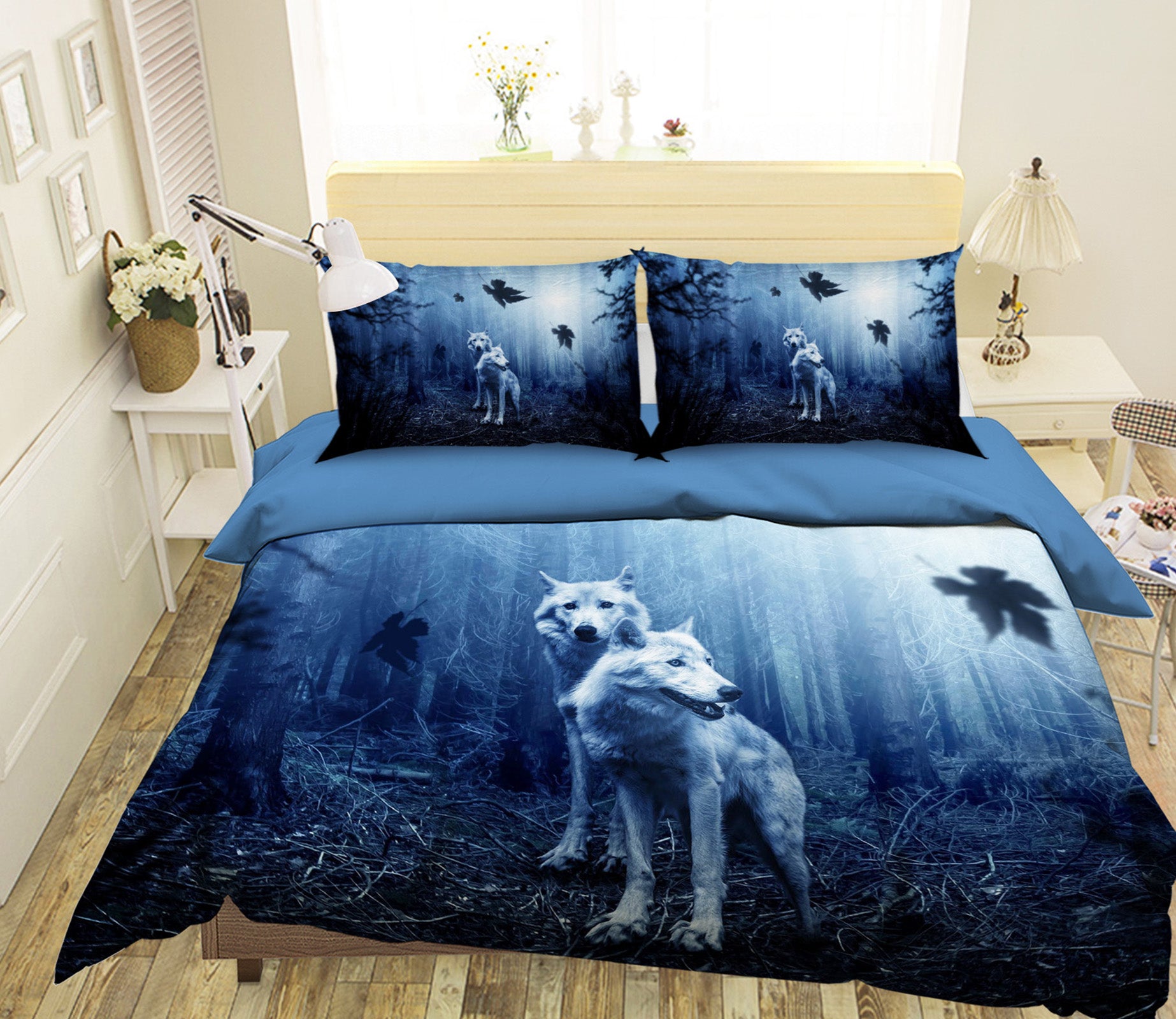 3D Wild Wolf 1955 Bed Pillowcases Quilt