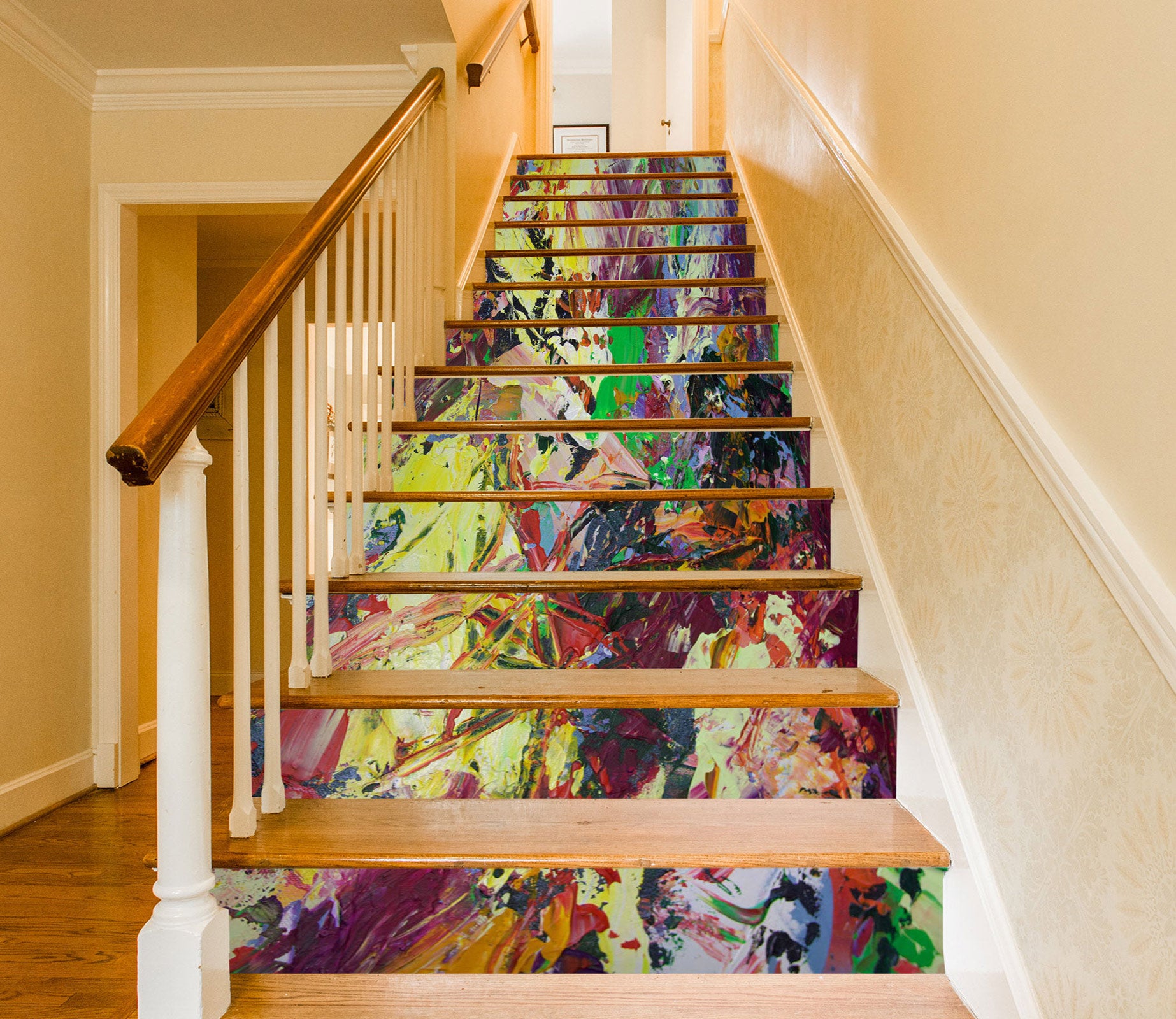 3D Colorful Abstract Painting Pattern 90176 Allan P. Friedlander Stair Risers
