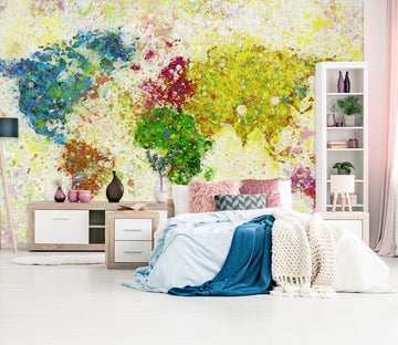 3D Beautiful Colors 2034 World Map Wall Murals