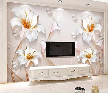 3D White Flower 338 Wall Murals Wallpaper AJ Wallpaper 2 
