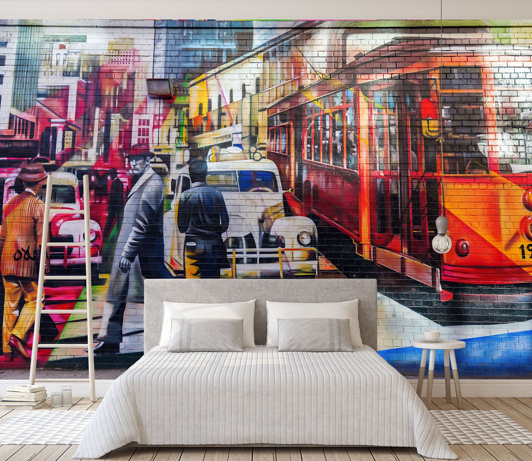 3D Wall Painting Bus 322 Vehicle Wall Murals