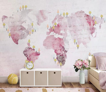 3D Pink Map WG20 Wall Murals Wallpaper AJ Wallpaper 2 