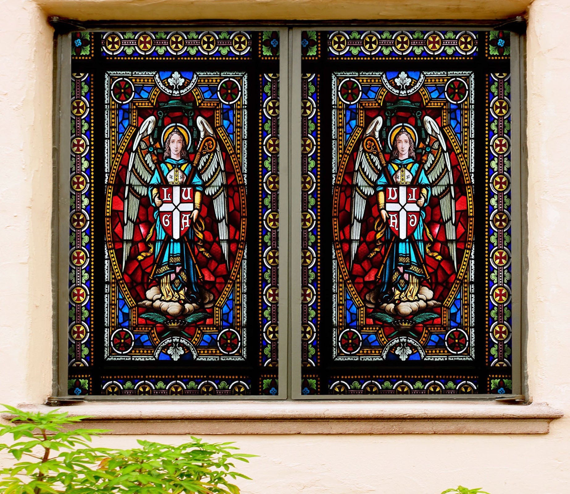 3D Staff Wing 231 Window Film Print Sticker Cling Stained Glass UV Block